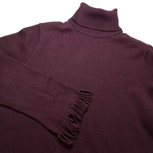 Cullen Womens Size Medium Burgundy Merino Wool Turtleneck‎ Sweater